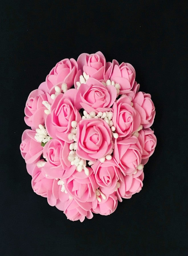 Arooman™Artificial flower juda Bun/Gajra For Women/Girls Pack_01 (Pink) - Image 1
