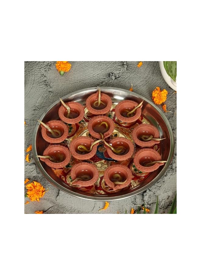 The Bros Diwali Diyas |Urli |Handcrafted Metal Decorative Bowl for Floating Flowers |Tea Light Candle Holders |Diwali Decorations |Diwali Candles (EARTHEN DIWALI DIYAS) - Image 3