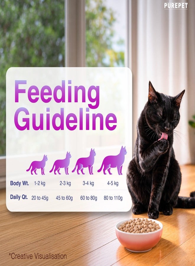 Purepet Adult Dry Cat Food 1kg Pack | Real Chicken Flavour | Prevents Hairballs | Supports Cardiac Function | Promotes Skin Wellness | Enriched with Taurine - Image 5