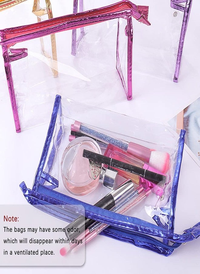 SITAKE 12 Pcs Portable Transparent Cosmetic Bags, Clear Waterproof Makeup Bags with Handle, PVC Travel Toiletry Bags Pouches, Clear Pencil Cases, Stationary Organizers(Black) - Image 5