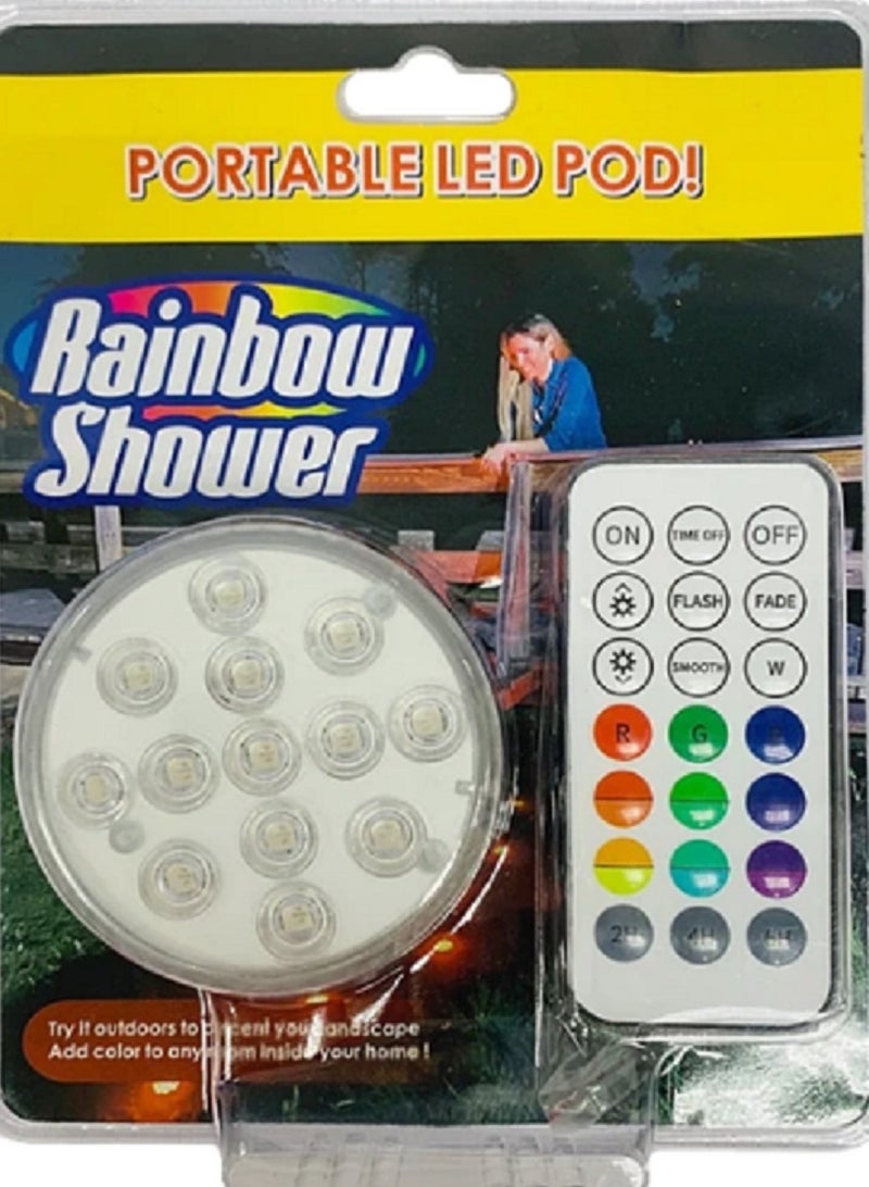 مصابيح ليد RGB وحدة اضاءة 16 لون، اضاءة ليد تحت مع ريموت كنترول RF لحوض السمك والنافورة والفازة (عبوة قطعة واحدة)