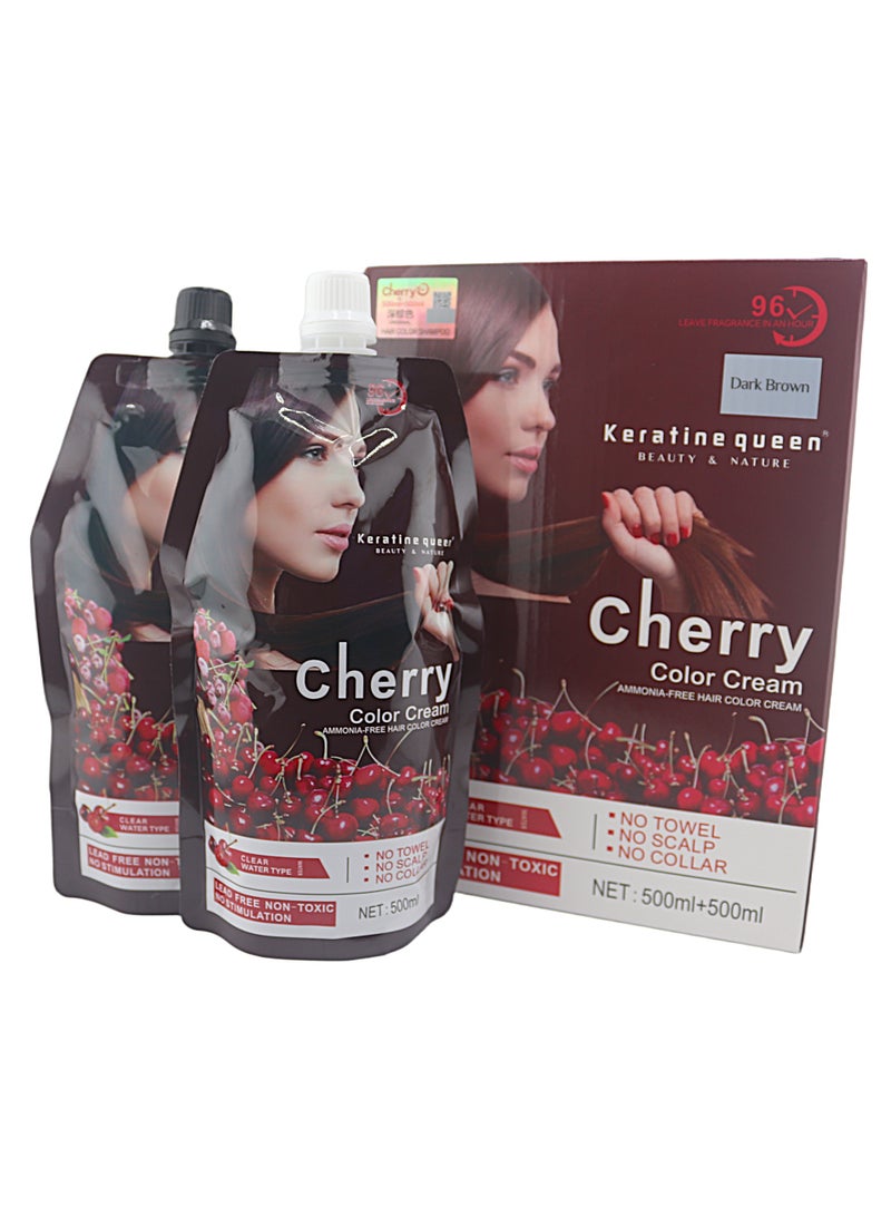 كيراتين كوين كريم تلوين الشعر كيراتين كوين تشيري بني داكن 96 كريم تلوين شعر خالي من الأمونيا 500 مل + 500 مل