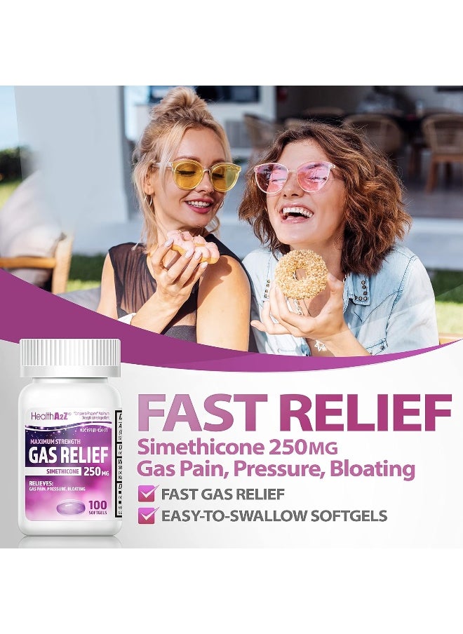 HealthA2Z HealthA2Z Gas Relief 100 Counts | Simethicone 250mg Maximum Strength | Fast Gas Relief | Relieve Symptoms Naturally  - Image 5