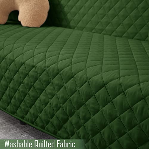 HOKIPO 'UrbanQuilt' 1 Seater Quilted Polyester Sofa Cover Mat, 60x184 cm, Forest Green (AR-4663-M8) - Image 3