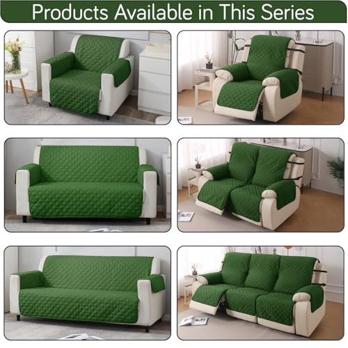 HOKIPO 'UrbanQuilt' 1 Seater Quilted Polyester Sofa Cover Mat, 60x184 cm, Forest Green (AR-4663-M8) - Image 5