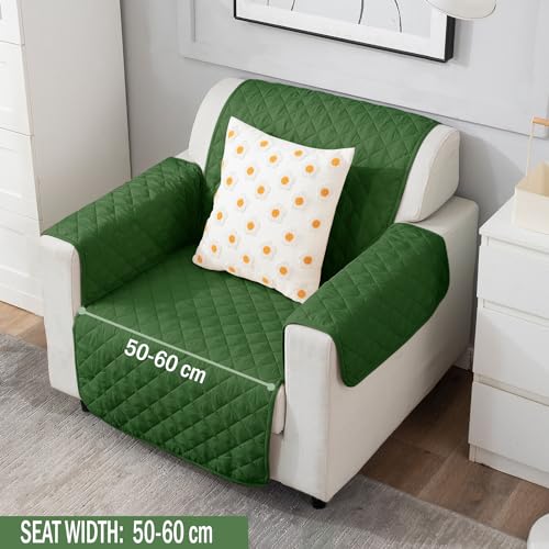 HOKIPO 'UrbanQuilt' 1 Seater Quilted Polyester Sofa Cover Mat, 60x184 cm, Forest Green (AR-4663-M8) - Image 4