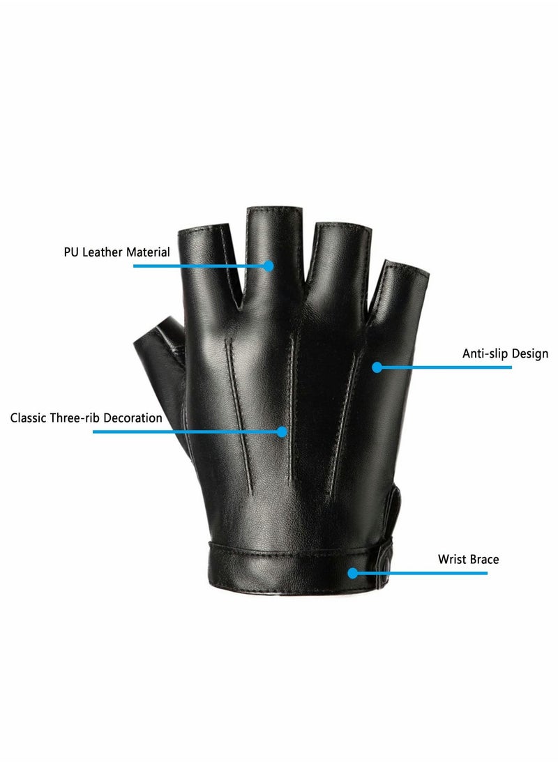 Fingerless Driving PU Leather Gloves Outdoor Sport Faux Half Finger with Anti-Slip Layer Glove for Men Women - pzsku/Z98822A49BC1EF4A32399Z/45/_/1668509998/36323e29-c8c7-4d86-813c-bdcfc028ab97