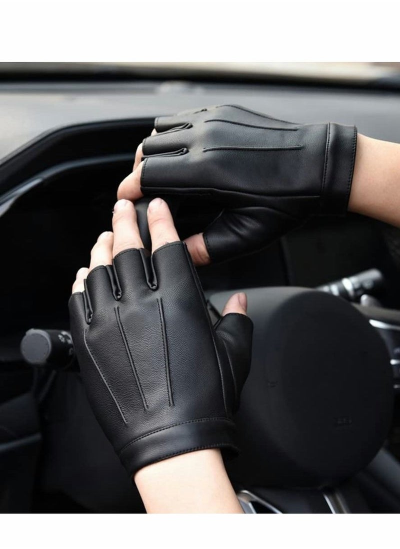 Fingerless Driving PU Leather Gloves Outdoor Sport Faux Half Finger with Anti-Slip Layer Glove for Men Women - pzsku/Z98822A49BC1EF4A32399Z/45/_/1668509998/61c432c8-954d-4990-bfd1-6d9dad6db849