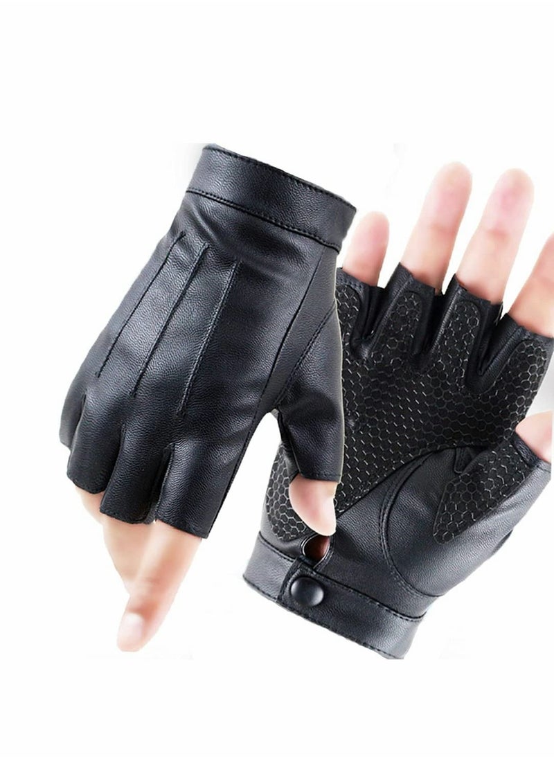 Fingerless Driving PU Leather Gloves Outdoor Sport Faux Half Finger with Anti-Slip Layer Glove for Men Women - pzsku/Z98822A49BC1EF4A32399Z/45/_/1668509998/d841c6f8-dc14-4aff-a224-5e513ec934cc