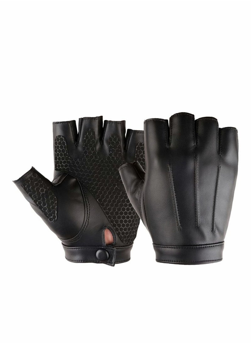 Fingerless Driving PU Leather Gloves Outdoor Sport Faux Half Finger with Anti-Slip Layer Glove for Men Women - pzsku/Z98822A49BC1EF4A32399Z/45/_/1668509998/dca9b97e-ee1f-4d06-a262-553d20433762