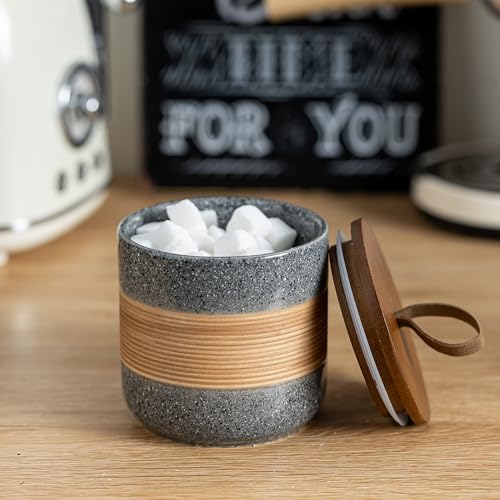 Miamolo Small Ceramic Jar with Lid, Coffee Container, Coffee Canisters with Airtight Lids Kitchen Food Storage Jars for Spice Sugar Tea Bag, Mini Decorative Jars for Countertop, Grey & 5 fl.oz - Image 4
