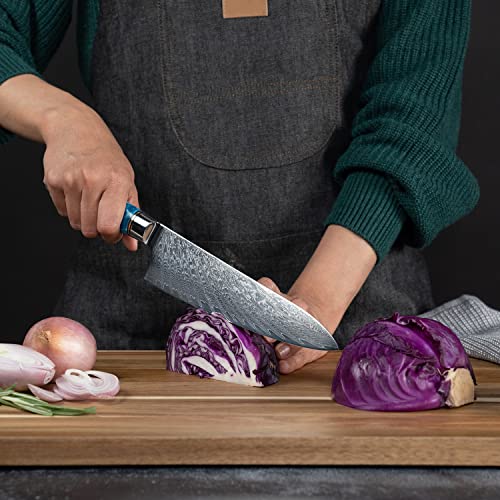 Senken Knives SENKEN 7-Piece Damascus Kitchen Knife Set - Tsunami Collection - 67-Layer Japanese VG10 Steel - Chef's Knife, Cleaver, Santoku, Bread, Boning, & More - Image 5
