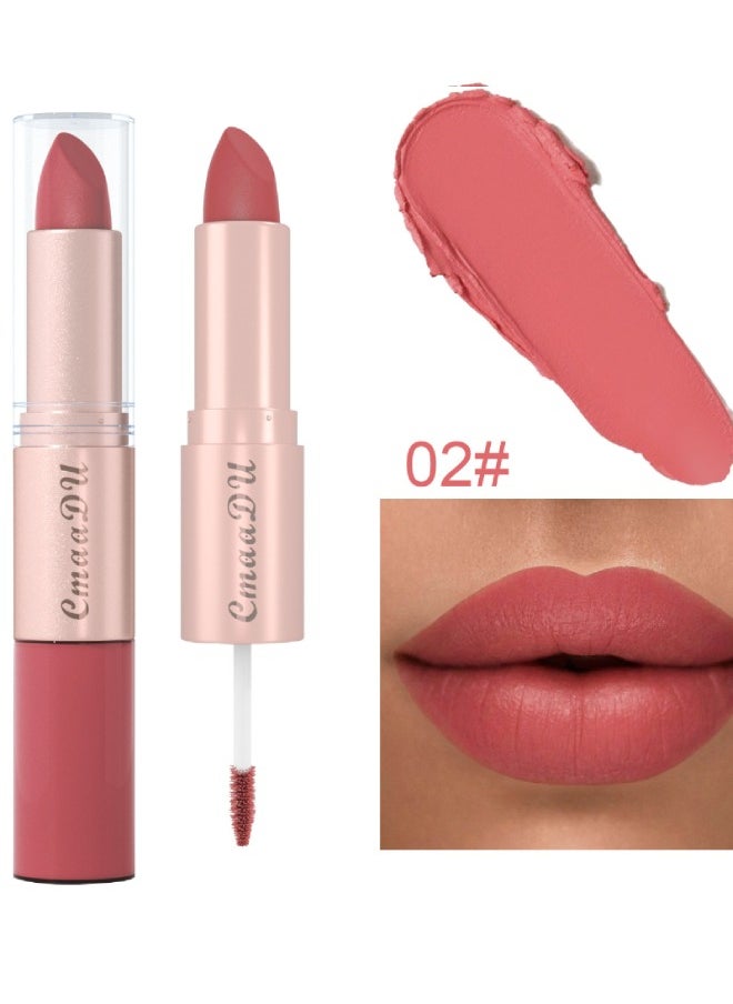 CmaaDu - 2-in-1 lip balm Lipstick and lip lacquer Creamy matte finish Vivid long-lasting color Vegan formula Soft matte lipstick Color: Light pink - Image 1