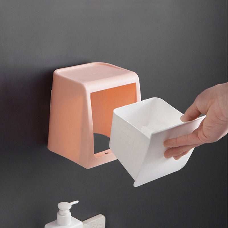 Wall Mounted Trash Box: Grey PP Material, Nail-free Adhesive Installation - Space-saving Design, Automatic Rebound Lid for Kitchen, Bathroom, Bedroom, Office Use - Image 3