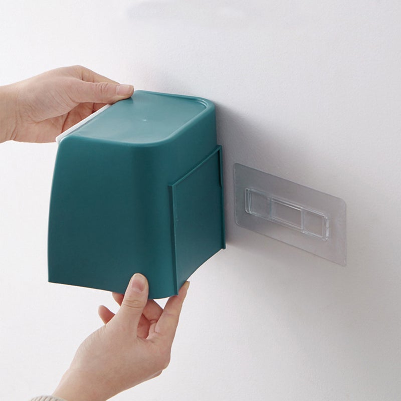Wall Mounted Trash Box: Grey PP Material, Nail-free Adhesive Installation - Space-saving Design, Automatic Rebound Lid for Kitchen, Bathroom, Bedroom, Office Use - Image 2