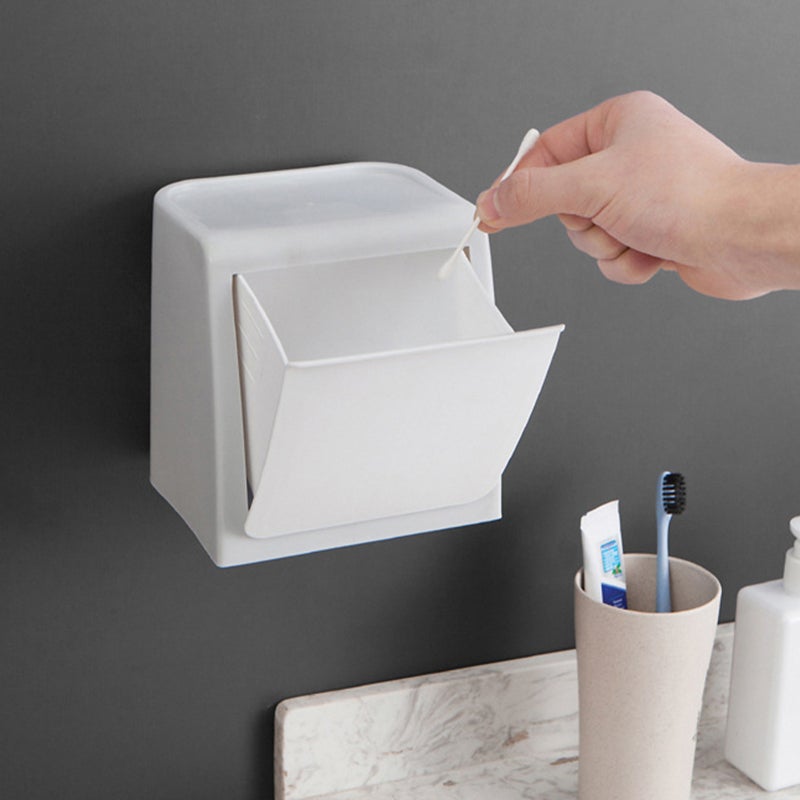 Wall Mounted Trash Box: Grey PP Material, Nail-free Adhesive Installation - Space-saving Design, Automatic Rebound Lid for Kitchen, Bathroom, Bedroom, Office Use - Image 4