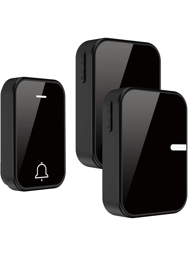 PROMASS promass Wireless Doorbell, Black Waterproof Door Bell Kit have 2 Plug in Receivers Kit and 1 Chime Transmitter Remote, 38 Chimes, 4 Level Volumes Ring Doorbell Wireless for Home and Office  - Image 1