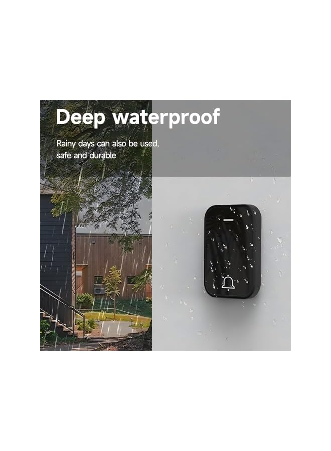 PROMASS promass Wireless Doorbell, Black Waterproof Door Bell Kit have 2 Plug in Receivers Kit and 1 Chime Transmitter Remote, 38 Chimes, 4 Level Volumes Ring Doorbell Wireless for Home and Office  - Image 2