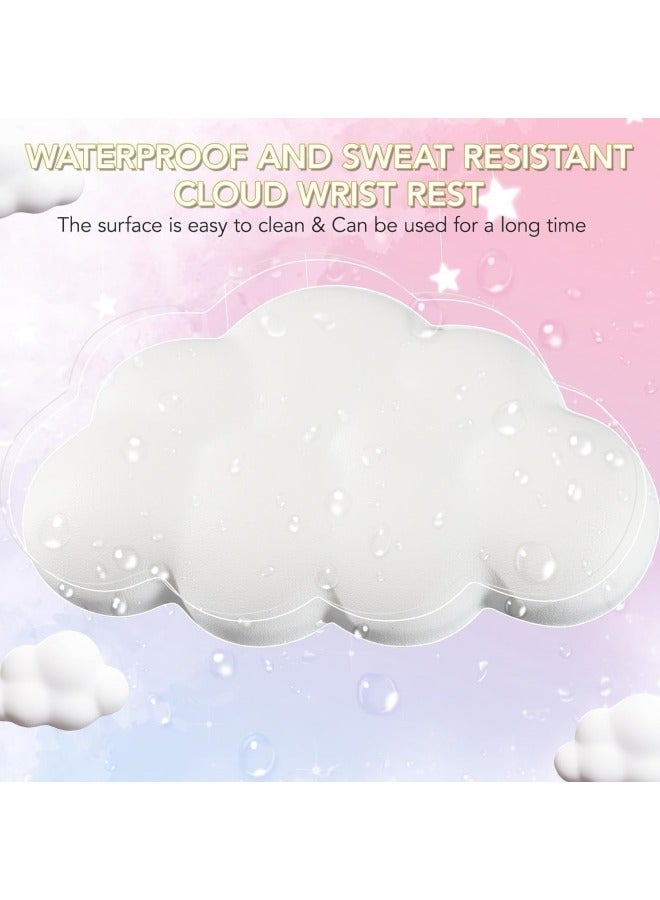 Keyboard Cloud Wrist Rest Set, PU Memory Foam Non-Slip Cloud Wrist Rest, Soft and Elastic, Ergonomic Keyboard Mouse Wrist Support for Typing Pain Relief, Home Office, Laptop and Computer Use (White) - Image 5