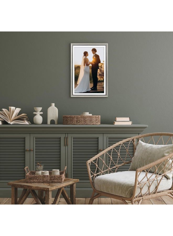 Americanflat Vintage Frames - 12x18 Poster Frame with Beaded Accents and Polished Plexiglass - Use as 11x17 Frame or Display 12x18 Photos Without Mat - Heirloom Collection - Wall Display - Silver - Image 4