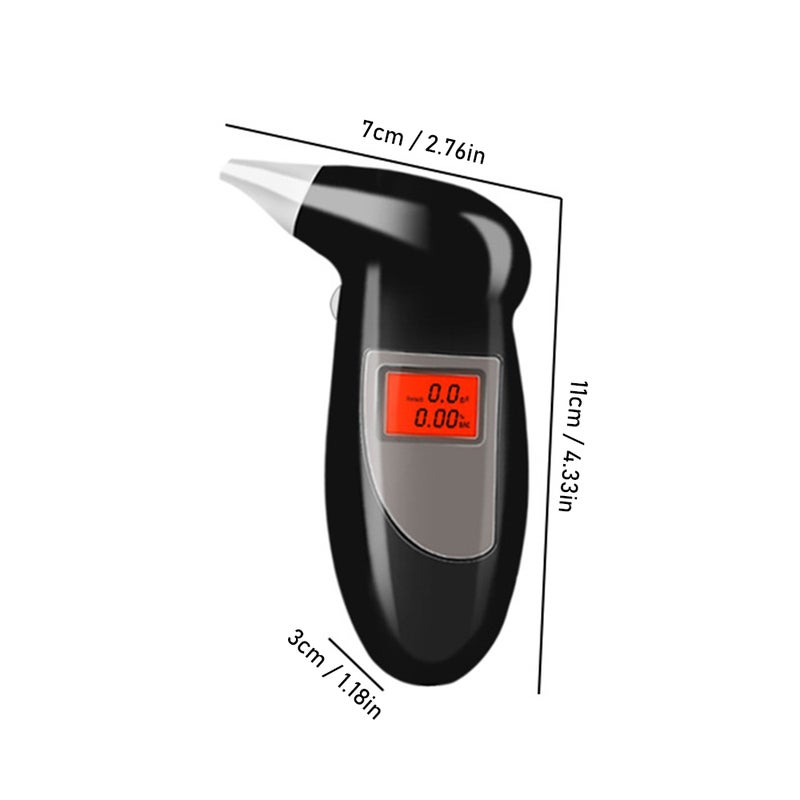 Portable Breathalyzer with 5 Mouthpieces Breath Alcohol Tester Keychain Backlit LED Digital Accurate BAC Detector Analyzer with Alarm for Personal Use - Image 3