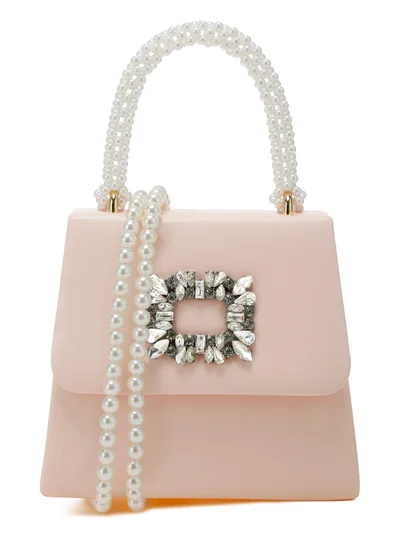 London Rag Pearl Top-Handle Diamante Brooch Bag in Pink