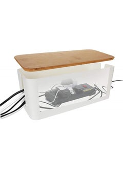 Generic Cable Management Box With Bamboo Lid Set Of 3 Cable Management Set Large u0026 Medium u0026 Small Wooden Grain Cable Organizer Box Side Grooving High Utility  - Image 5