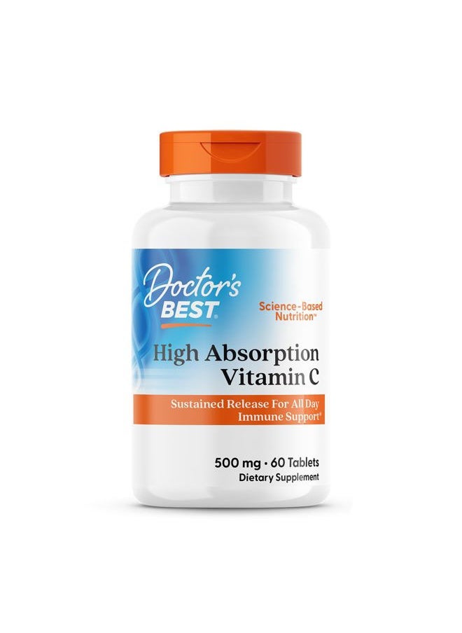 Doctor's BEST Doctors Best High Absorption Vitamin C with PureWay-C, Sustained Release for All Day Immune Support, Non-GMO, Gluten Free, Soy Free, Vegan 60 Tablets  - Image 1