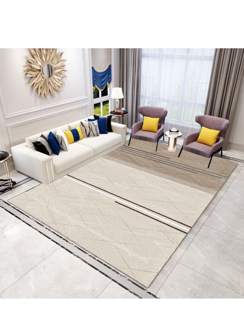 Sharpdo Modern Area Rugs Simple Short Pile Carpet Living Room Bedroom Rug Anti Slip Floor Carpet Home Decor Polyester Beige Rectangle 200*300CM - Image 1
