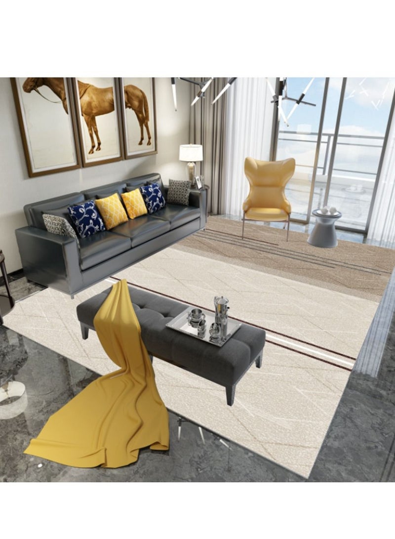 Sharpdo Modern Area Rugs Simple Short Pile Carpet Living Room Bedroom Rug Anti Slip Floor Carpet Home Decor Polyester Beige Rectangle 200*300CM - Image 2