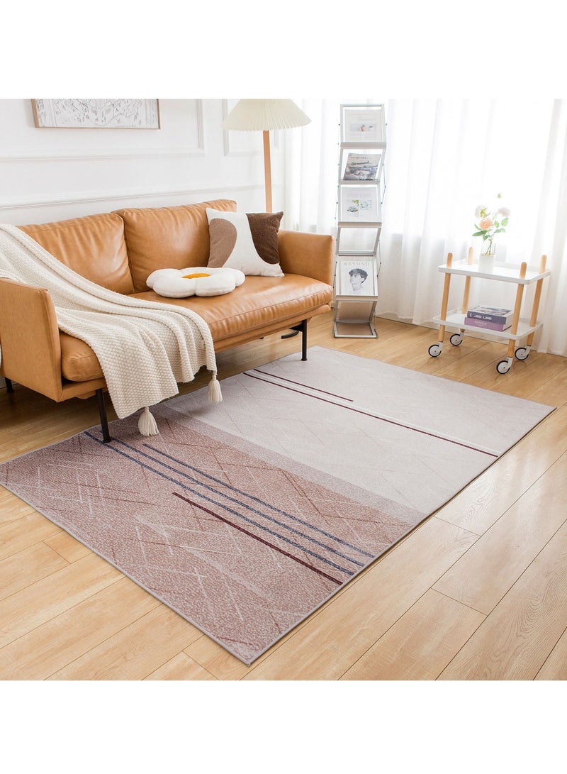 Sharpdo Modern Area Rugs Simple Short Pile Carpet Living Room Bedroom Rug Anti Slip Floor Carpet Home Decor Polyester Beige Rectangle 200*300CM - Image 3