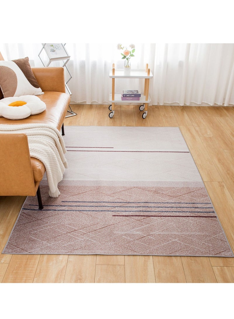 Sharpdo Modern Area Rugs Simple Short Pile Carpet Living Room Bedroom Rug Anti Slip Floor Carpet Home Decor Polyester Beige Rectangle 200*300CM - Image 4