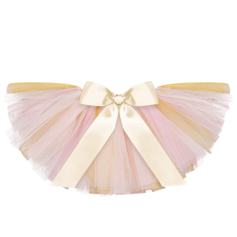 IDOPIP My 1/2 1st Birthday Outfit Baby Girls Shiny Crown Romper + Ruffle Tulle Skirt + Sequins Crown Flower Headband Glitter Party Dress up 3PCS Photo Cake Smash Clothes Set Gold 1/2 Birthday 3-6 Months - Image 4