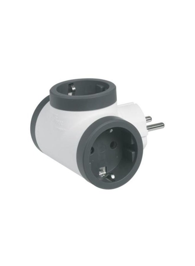 Legrand Multi Outlet Electrical Socket with 3 Side Sockets, Black and White - Image 1