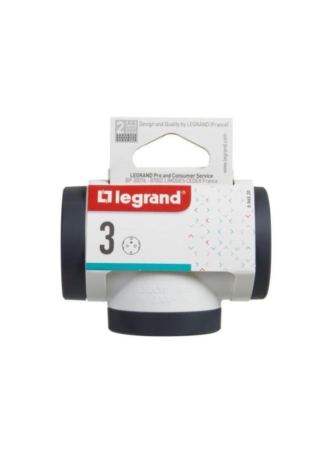 Legrand Multi Outlet Electrical Socket with 3 Side Sockets, Black and White - Image 3