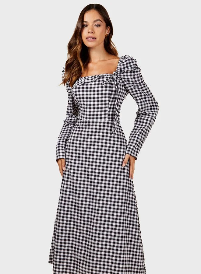 Little Mistress Gingham Midi Dress