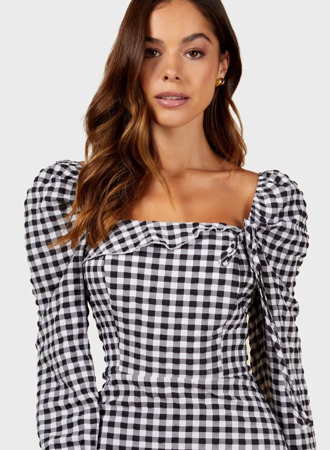 Little Mistress Gingham Midi Dress