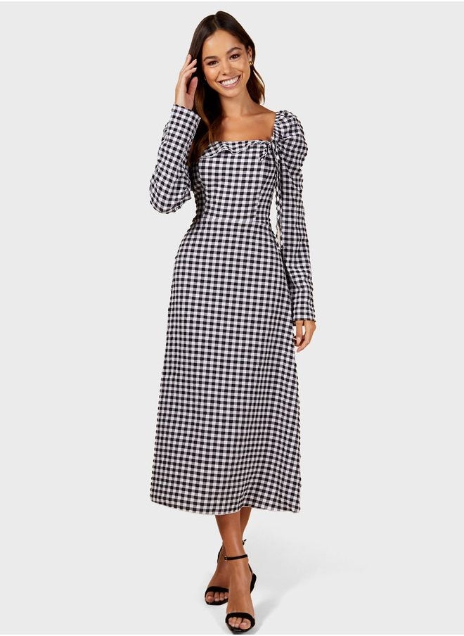 Gingham Frill Neckline Midaxi Dress - pzsku/Z9882CD3213F67FFB0FA5Z/45/_/1709813485/e40d5270-c354-468e-9030-e7a70e68b5cf