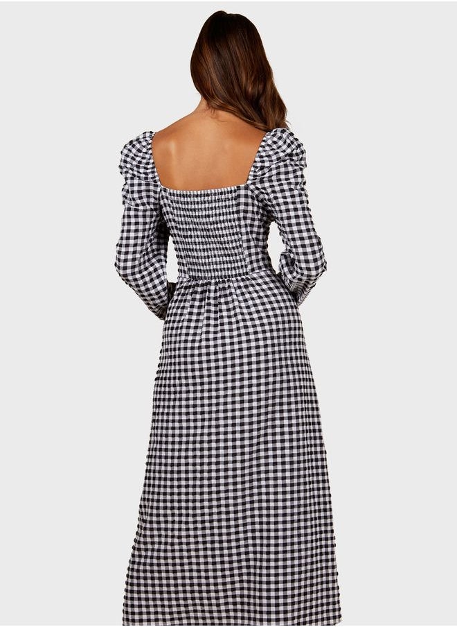 Gingham Frill Neckline Midaxi Dress - pzsku/Z9882CD3213F67FFB0FA5Z/45/_/1709813799/17f50607-49c1-4e3c-a130-6e4c01a8d6c1