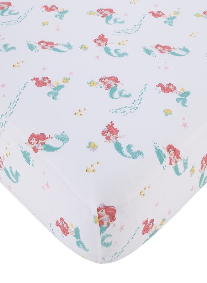 NoJo Disney Ariel Watercolor Wishes Aqua, Pink and White 3 Piece Nursery Crib Bedding Set - Comforter, 100% Cotton Fitted Crib Sheet and Crib Skirt - Image 3