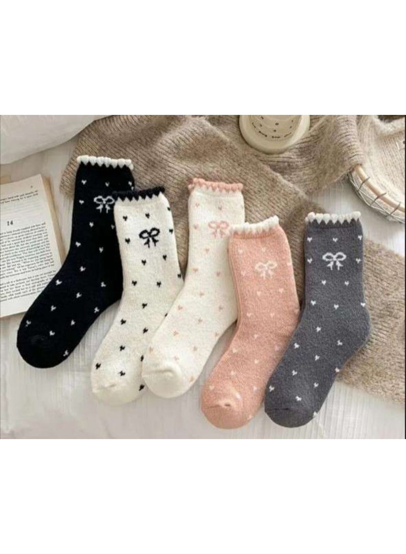 Set of 4 Pairs of Women's Full-Padded Long Cotton Socks - Image 2