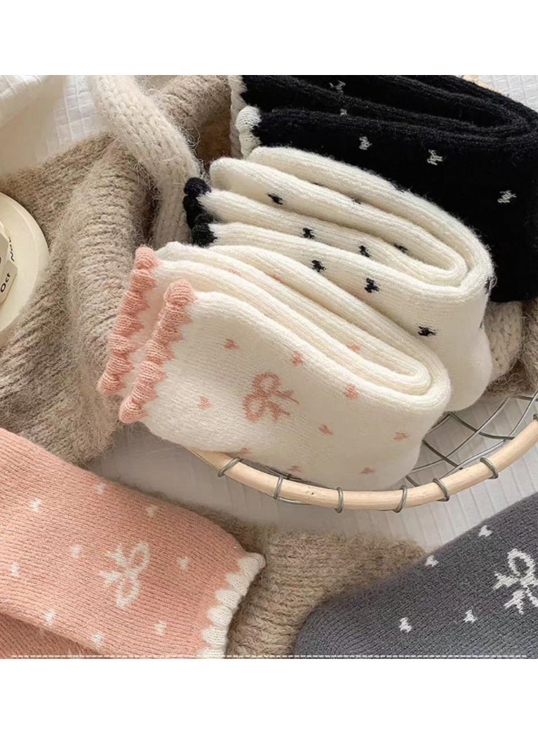 Set of 4 Pairs of Women's Full-Padded Long Cotton Socks - Image 3