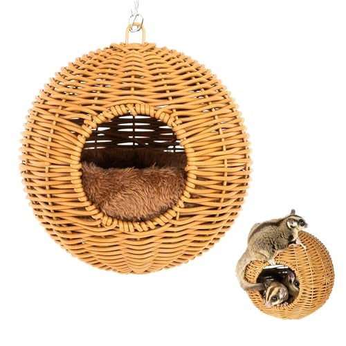 NEOUZA Sugar Glider Pouch Pet Glider Cage Sleep Bag for Small Animals Squirrels Marmosets Rats Hamsters Metal Frame PP Rattan Durable Water Resistant Non Toxic Safe Material - Image 1