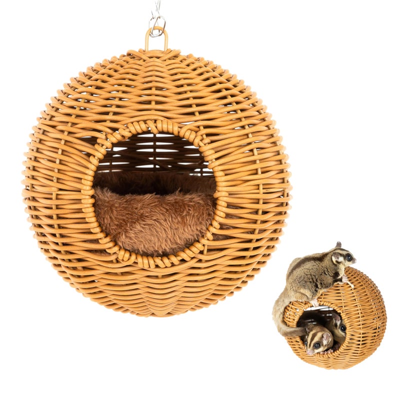 NEOUZA Sugar Glider Pouch Pet Glider Cage Sleep Bag for Small Animals Squirrels Marmosets Rats Hamsters Metal Frame PP Rattan Durable Water Resistant Non Toxic Safe Material - Image 2