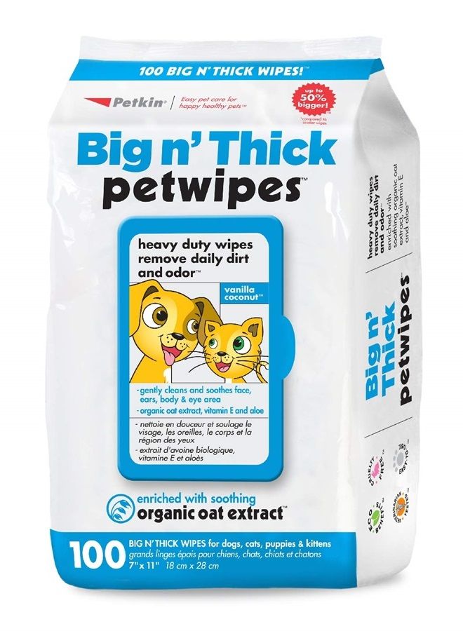 Petkin Big N' Thick Petwipes 100 ct - Image 1