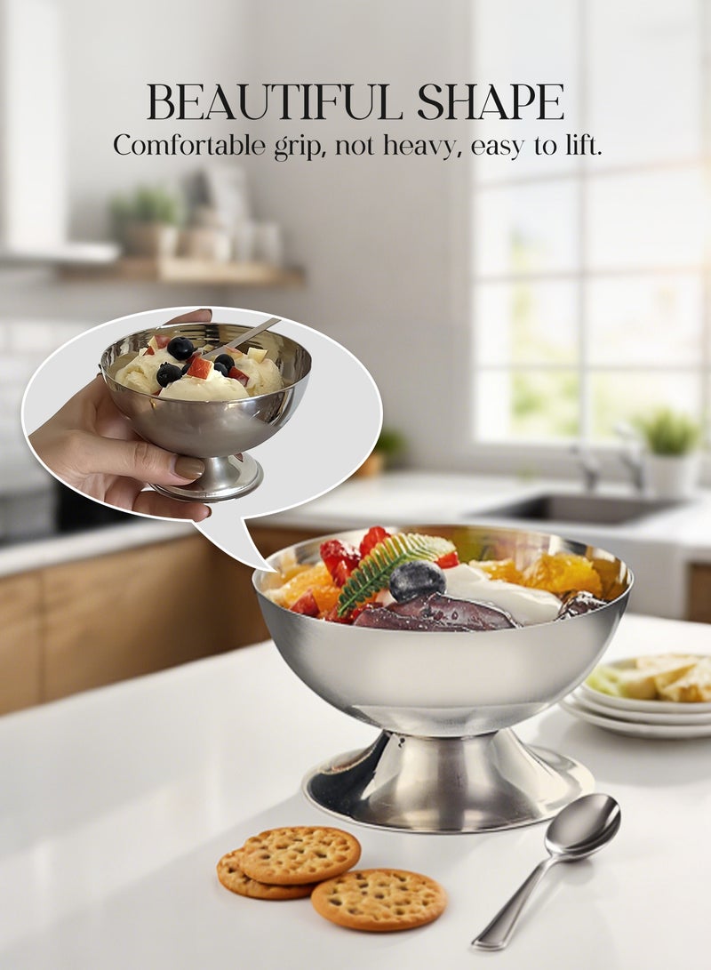 كوب آيس كريم من الفولاذ المقاوم للصدأ، كوب آيس كريم من الفولاذ المقاوم للصدأ، كوب حلوى ذو قاع مستقر قابل لإعادة الاستخدام، وعاء آيس كريم آيس كريم وعاء كيك لطيف - Image 4