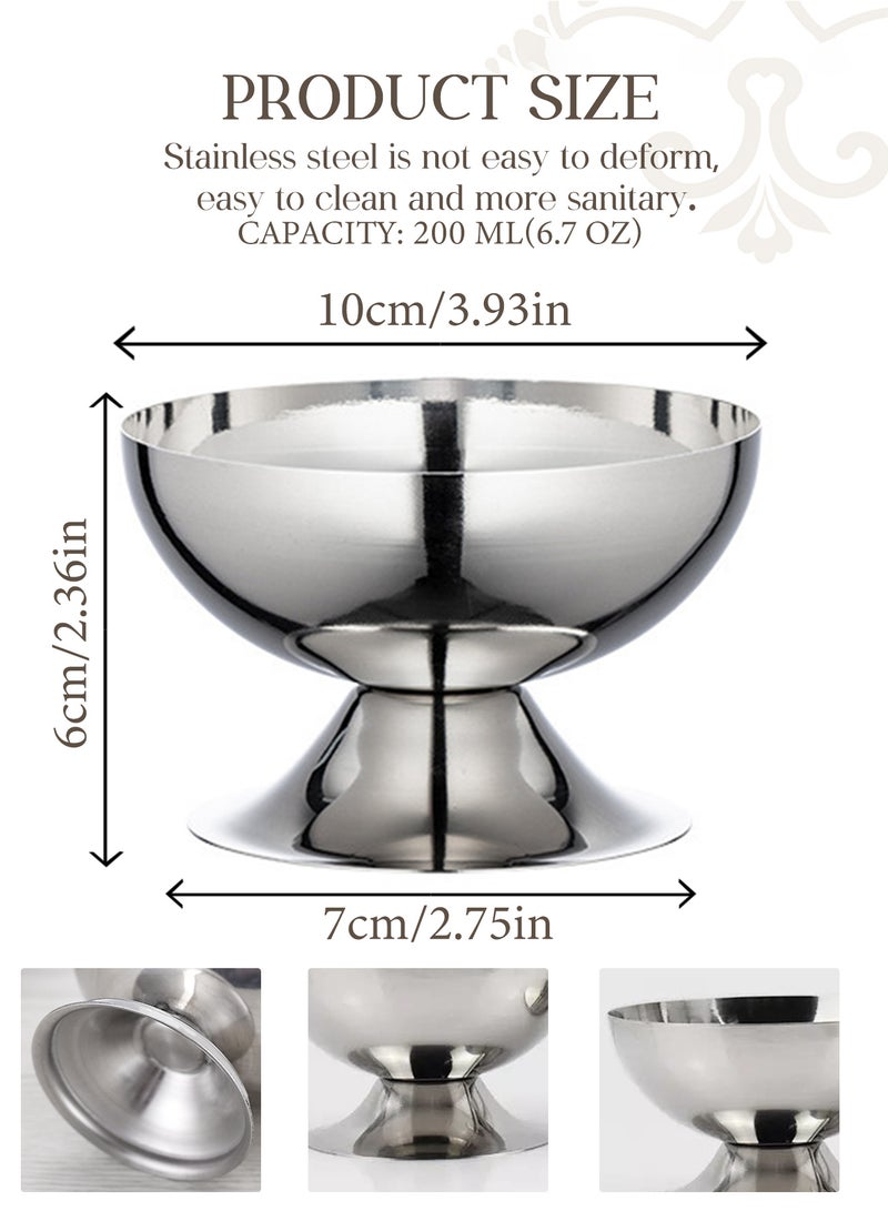 كوب آيس كريم من الفولاذ المقاوم للصدأ، كوب آيس كريم من الفولاذ المقاوم للصدأ، كوب حلوى ذو قاع مستقر قابل لإعادة الاستخدام، وعاء آيس كريم آيس كريم وعاء كيك لطيف - Image 2