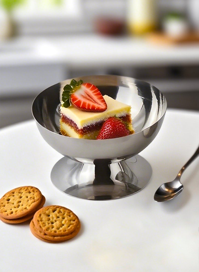 كوب آيس كريم من الفولاذ المقاوم للصدأ، كوب آيس كريم من الفولاذ المقاوم للصدأ، كوب حلوى ذو قاع مستقر قابل لإعادة الاستخدام، وعاء آيس كريم آيس كريم وعاء كيك لطيف - Image 1