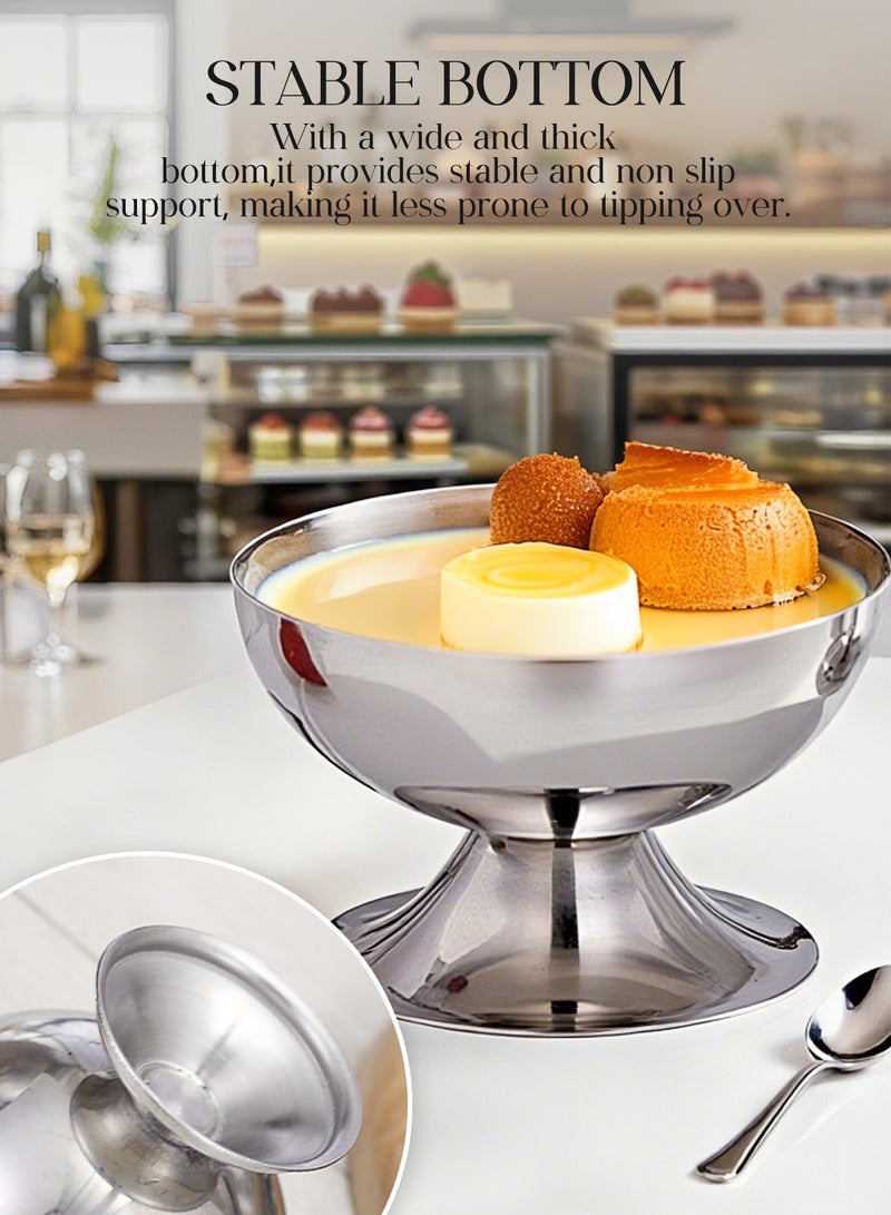 كوب آيس كريم من الفولاذ المقاوم للصدأ، كوب آيس كريم من الفولاذ المقاوم للصدأ، كوب حلوى ذو قاع مستقر قابل لإعادة الاستخدام، وعاء آيس كريم آيس كريم وعاء كيك لطيف - Image 5