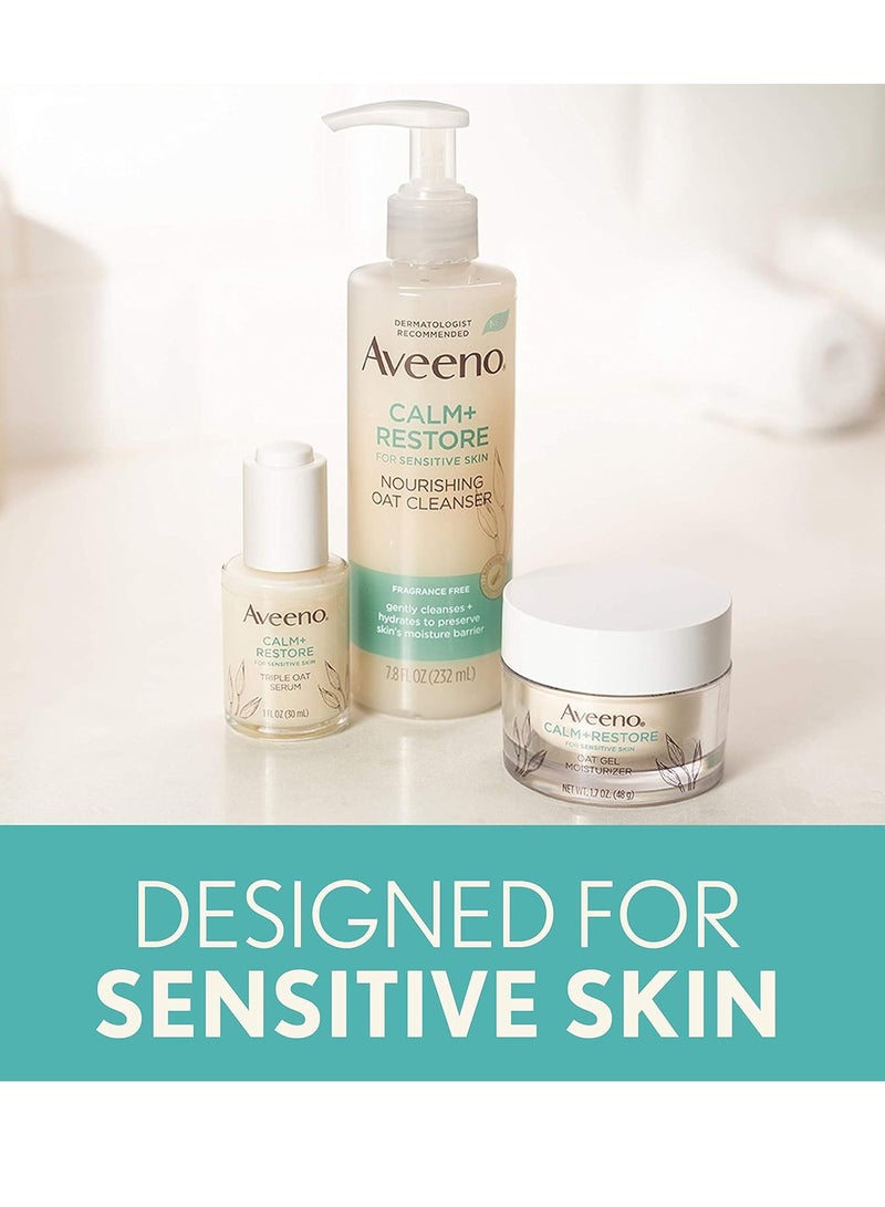 Aveeno Aveeno Calm + Restore Nourishing Oat Cleanser 7.8oz with Restore Triple Oat Serum 1oz and Restore Oat Gel Moisturizer 1.7oz - Image 2